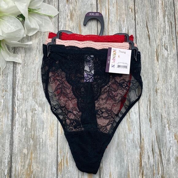 WOMEN'S Lace Thong & String Bikini Panties Underwear 2, 3-Packs Size XXL - Picture 4 of 11